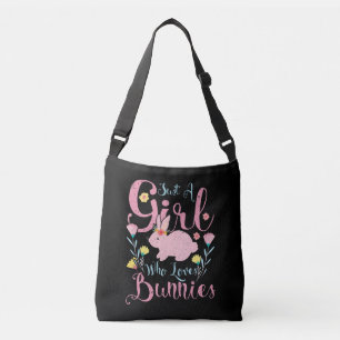 Just A Girl Who Love Bunnies   Bunny Flower Crossbody Bag
