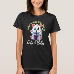 Just A Girl Who Love Cats & Boba Women Boba Tea T-Shirt
