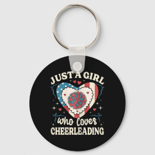 Just A Girl Who Love Cheerleading American Flag Ch Key Ring