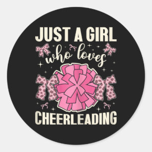 Just A Girl Who Love Cheerleading Cheetah Print Ch Classic Round Sticker