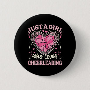 Just A Girl Who Love Cheerleading Leopard Print Ch 6 Cm Round Badge