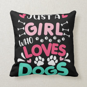 Just-A-Girl-Who-Love-Dog-Funny-Dog-Lover Cushion
