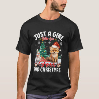 Just A Girl Who Love Foxs And Christmas Santa Foxs T-Shirt