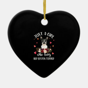 Just A Girl Who Love Her Boston Terrier Dog Lover Ceramic Ornament
