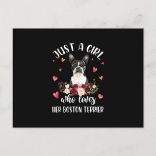 Just A Girl Who Love Her Boston Terrier Dog Lover Holiday Postcard