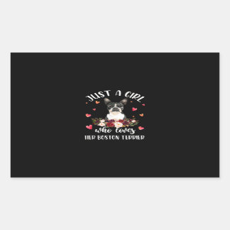 Just A Girl Who Love Her Boston Terrier Dog Lover Rectangular Sticker