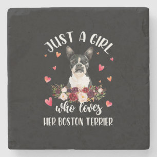 Just A Girl Who Love Her Boston Terrier Dog Lover Stone Coaster