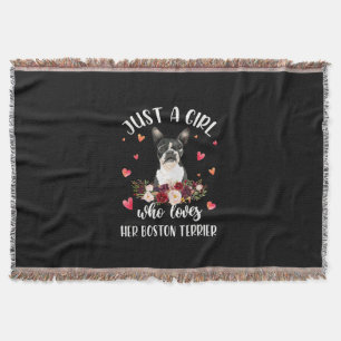 Just A Girl Who Love Her Boston Terrier Dog Lover Throw Blanket