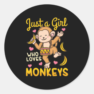 Just A Girl Who Love Monkeys Classic Round Sticker