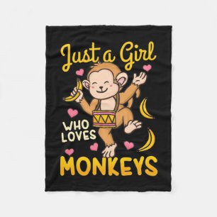 Just A Girl Who Love Monkeys Fleece Blanket