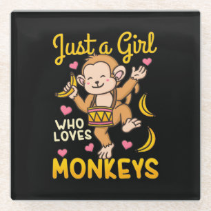Just A Girl Who Love Monkeys Glass Coaster