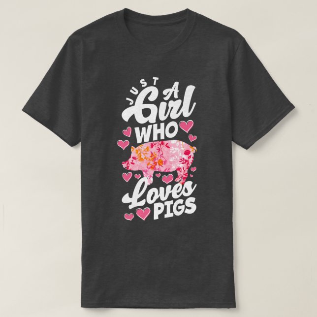 Just A Girl Who Love Pigs Funny Pig Lover Premium  T-Shirt (Design Front)
