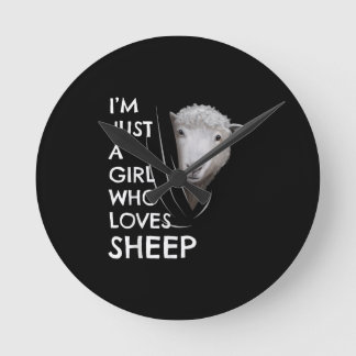 Just A Girl Who Love sheep | Sheep Fans gift Round Clock
