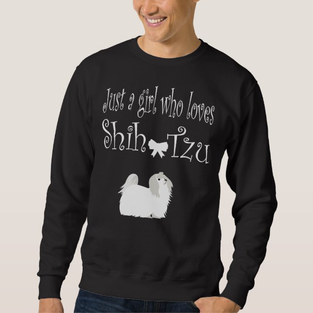 Just A Girl Who Love Shih Tzu Dogs Premium Scoop Sweatshirt (Front)