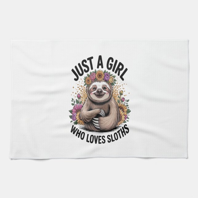 just a girl Who love sloths Tea Towel (Horizontal)