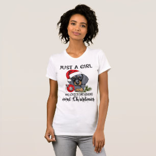 Just A Girl Who Loves A Dachshund And Christmas T-Shirt