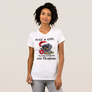 Just A Girl Who Loves A Dachshund And Christmas T-Shirt