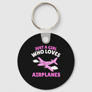 Just A Girl Who Loves Airplanes Kids Toddler Baby Key Ring