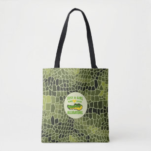 Just a Girl who loves Alligator Print Tote Bag