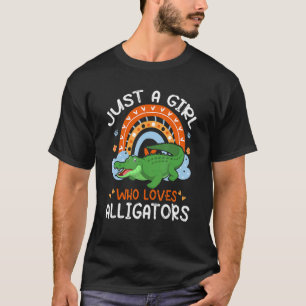 Just A Girl Who Loves Alligators Cute Flowers Rain T-Shirt