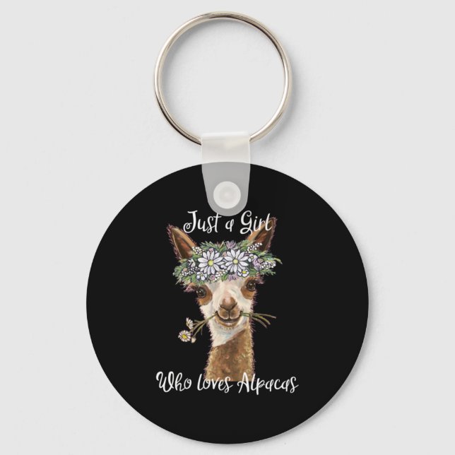 Just a Girl Who Loves Alpacas Key Ring (Front)