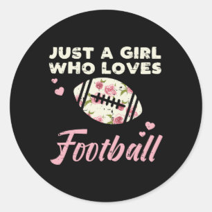 Just A Girl Who Loves American Football Flowers Gi Classic Round Sticker