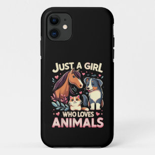 Just A Girl Who Loves Animals Cute Animal Lover iPhone 11 Case