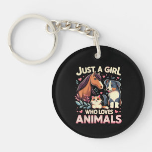 Just A Girl Who Loves Animals Cute Animal Lover Key Ring