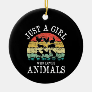 Just A Girl Who Loves Animals - Cute & Heartfelt  Ceramic Ornament