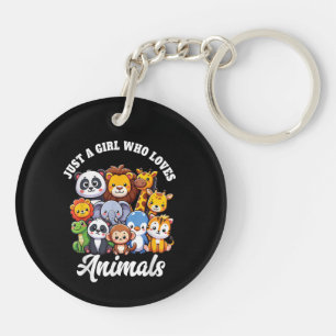 Just A Girl Who Loves Animals Wild Cute Zoo Animal Key Ring