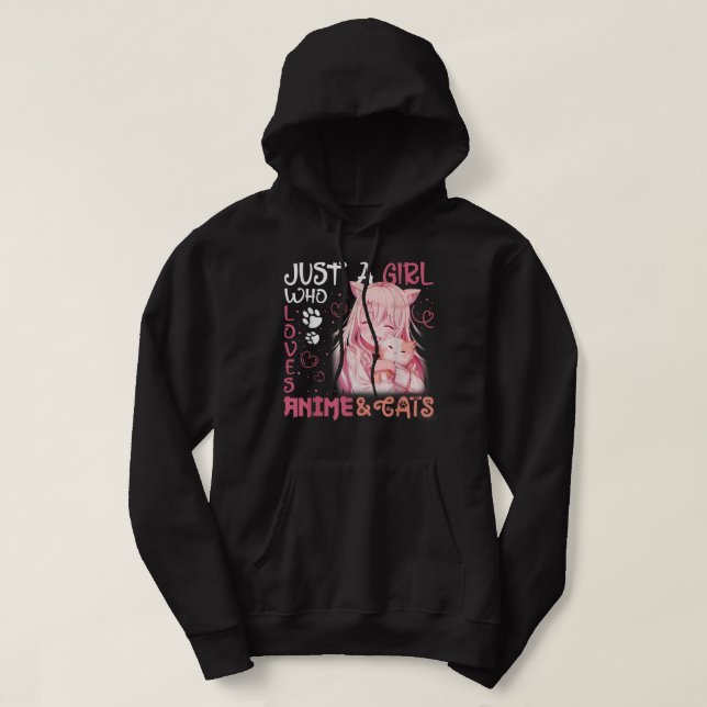 Just a Girl Who Loves Anime and Cat Girls Official Hoodie (Design Front)