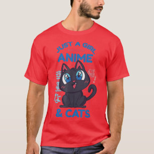 Just A Girl Who Loves Anime and Cats Japanese Wome T-Shirt