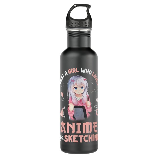 Just A Girl Who Loves Anime and Sketching Gift Gir 710 Ml Water Bottle (Front)