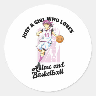 Just A Girl Who Loves Anime And Sketll Player Anim Classic Round Sticker