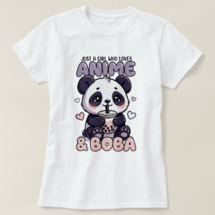 Just a girl who loves Anime & Boba Panda Design T-Shirt