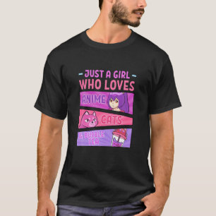 Just A Girl Who Loves Anime Cats And Bubble Tea Bo T-Shirt