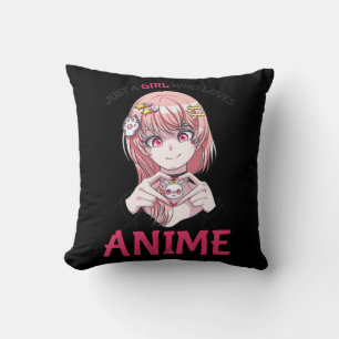 Just A Girl Who Loves Anime Merch Stuff Teenage Gi Cushion
