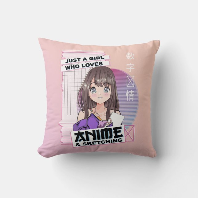 Just A Girl Who Loves Anime & Sketching - Anime Cushion (Front)