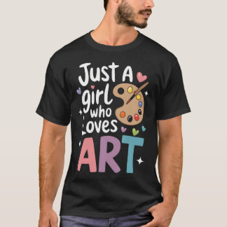 Just A Girl Who Loves Art Cute Back To School Kids T-Shirt