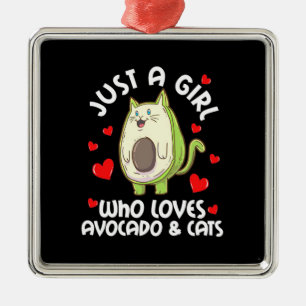 Just A Girl Who Loves Avocado And Cats Metal Ornament