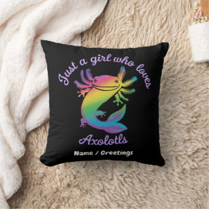 Just a Girl Who Loves Axolotls Cute Customisable Cushion