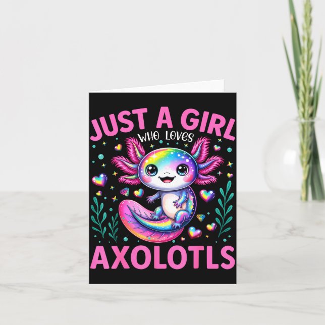 Just A Girl Who Loves Axolotls Kawaii Kids Girls  Card (Front)