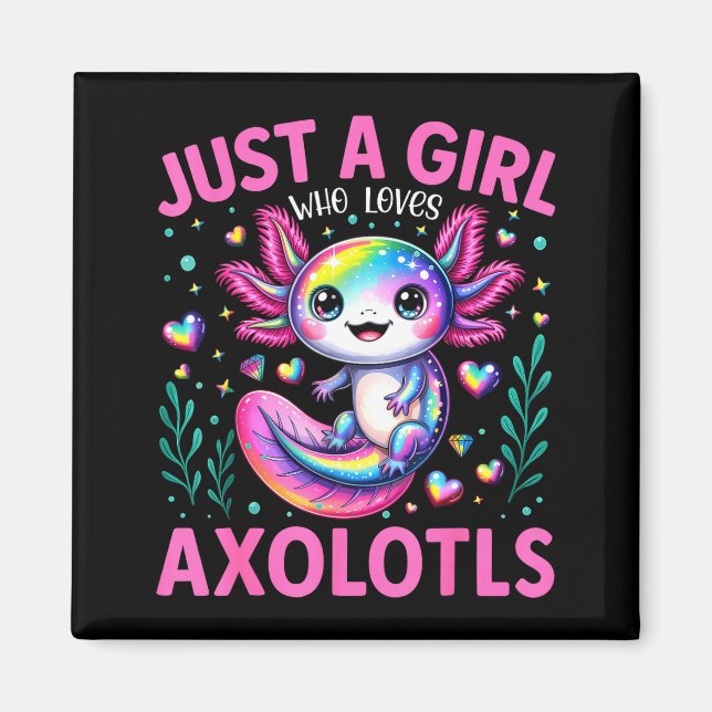 Just A Girl Who Loves Axolotls Kawaii Kids Girls  Magnet (Front)