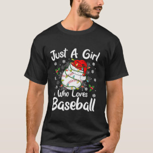 Just a Girl Who Loves Baseball Christmas Santa Hat T-Shirt