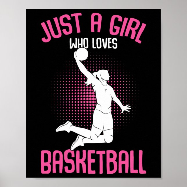 Just a Girl who loves Basketball Kids Girls  Poster (Front)