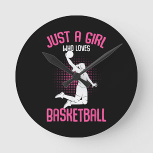 Just a Girl who Loves Basketball Kids Girls Round Clock