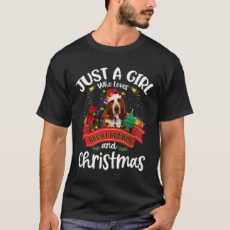 Just A Girl Who Loves Basset Hounds Christmas Funn T-Shirt