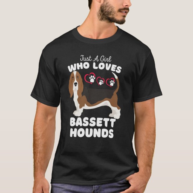 Just A Girl Who Loves Bassett Hounds Cute Hound Ki T-Shirt (Front)