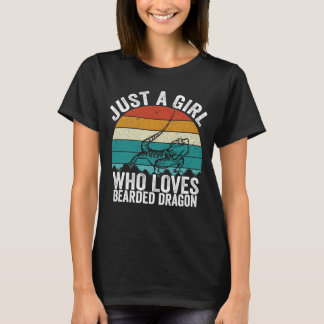 Just a Girl Who Loves Bearded Dragon Retro Sunset T-Shirt