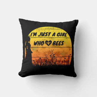 Just a girl who loves bees throw pillow 